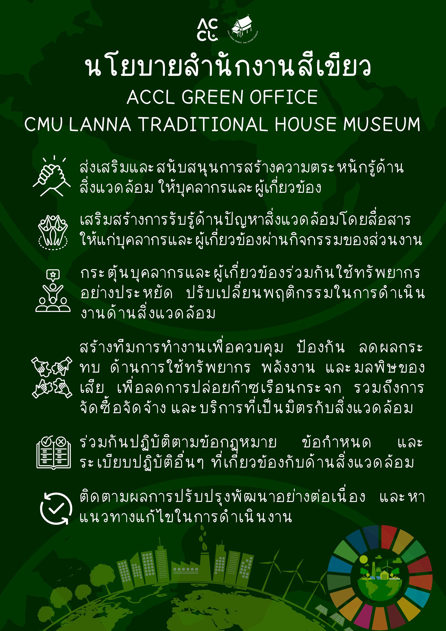 นโยบายด้านสิ่งแวดล้อมของสำนักส่งเสริมศิลปวัฒนธรรมและล้านนาสร้างสรรค์ มช.