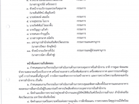 คำสั่งแต่งตั้งคณะกรรมการดำเนินงานด้านสิ่งแวดล้อมตามเกณฑ์สำนักงานสีเขียว (Green Office) สำนักส่งเสริมศิลปวัฒนธรรมและล้านนาสร้างสรรค์ มช.