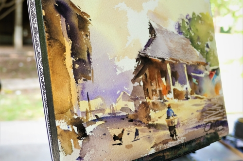 การอบรมหลักสูตรระยะสั้นการวาดภาพสีน้ำภูมิทัศน์และเรือนโบราณล้านนา (การวาดภาพต้นไม้) 