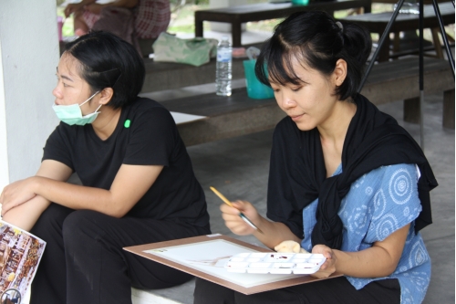 การอบรมหลักสูตรระยะสั้นการวาดภาพสีน้ำภูมิทัศน์และเรือนโบราณล้านนา (การวาดภาพต้นไม้) 