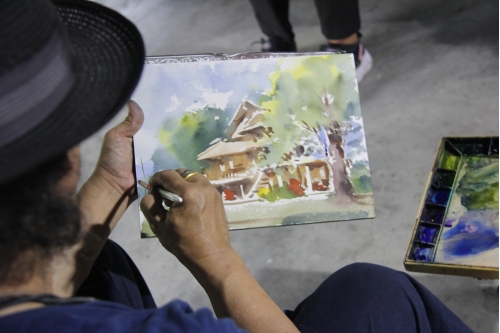 การอบรมหลักสูตรระยะสั้นการวาดภาพสีน้ำภูมิทัศน์และเรือนโบราณล้านนา (การวาดภาพต้นไม้) 