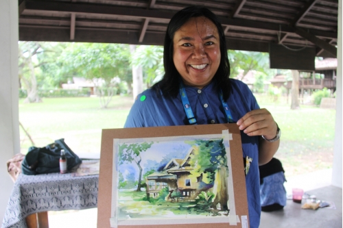 การอบรมหลักสูตรระยะสั้นการวาดภาพสีน้ำภูมิทัศน์และเรือนโบราณล้านนา (การวาดภาพต้นไม้) 