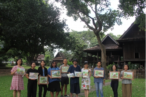 การอบรมหลักสูตรระยะสั้นการวาดภาพสีน้ำภูมิทัศน์และเรือนโบราณล้านนา (การวาดภาพต้นไม้) 