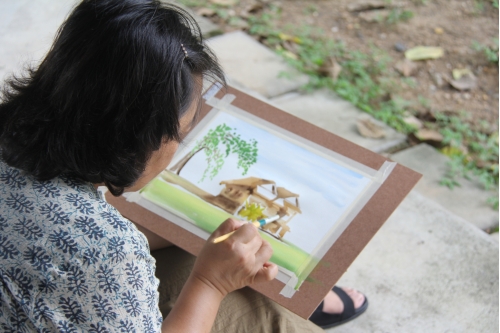 การอบรมหลักสูตรระยะสั้นการวาดภาพสีน้ำภูมิทัศน์และเรือนโบราณล้านนา (การวาดภาพต้นไม้) 