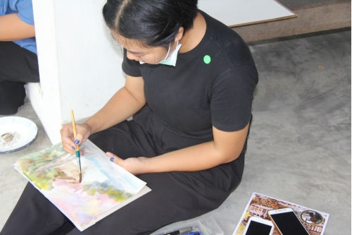 การอบรมหลักสูตรระยะสั้นการวาดภาพสีน้ำภูมิทัศน์และเรือนโบราณล้านนา (การวาดภาพต้นไม้) 