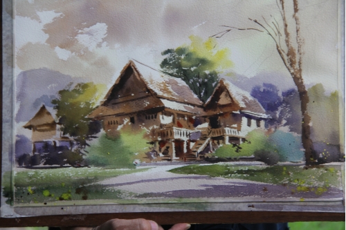 การอบรมหลักสูตรระยะสั้นการวาดภาพสีน้ำภูมิทัศน์และเรือนโบราณล้านนา (การวาดภาพสถาปัตยกรรมเรือน)