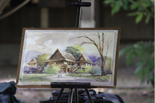 การอบรมหลักสูตรระยะสั้นการวาดภาพสีน้ำภูมิทัศน์และเรือนโบราณล้านนา (การวาดภาพภูมิทัศน์เรือนล้านนา)