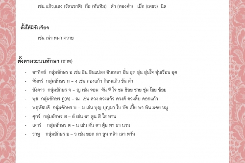 การตั้งชื่อเด็กในล้านนา - 16 พฤศจิกายน 2563