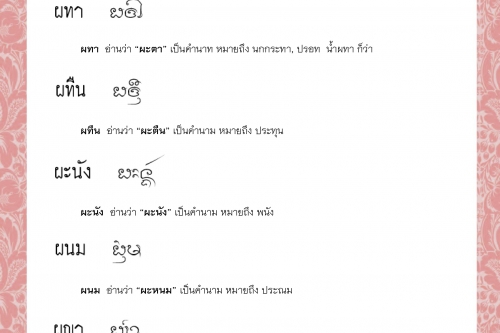 ผทัด ผทา ผทืน ผะนัง ผนม ผญา - 2 กุมภาพันธ์ 2564