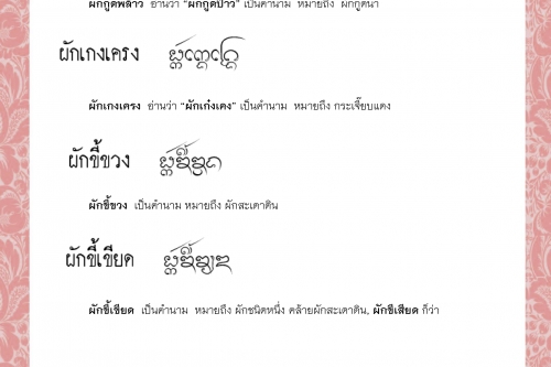 ผักกูดพล้าว ผักเกงเครง ผักขี้ขวง ผักขี้เขียด ผักขี้ฅวาย ผักขี้ติ้ว - 18 พฤษภาคม 2564