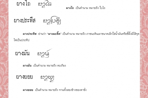 ผางตีน  ผางไถ  ผางประทีส  ผางมัน  ผางยอย  ผางลาง  - 9 พฤศจิกายน 2564